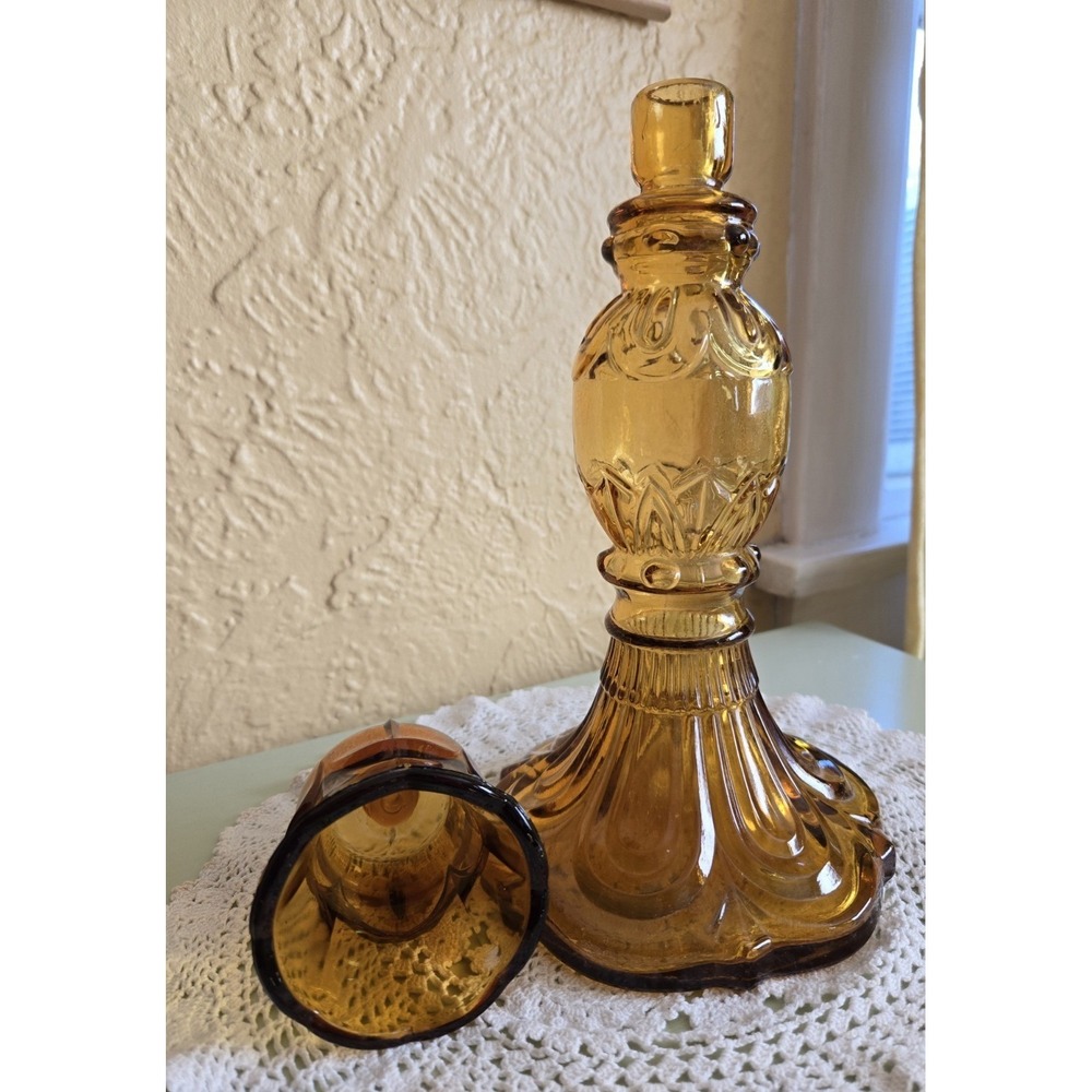 Rare Amber Decanter St. Julian Wine Co. Victorian With Candle Holder 40's - Picture 7 of 9